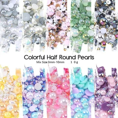 Pearl Beads Flat Back Acrylic Half Round Art Craft DIY Face Embellishment 3-10mm - Image 1 of 3