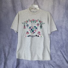 Vintage Willow Bay Quilt Heart Graphic T-Shirt Raggedy Ann & Andy USA Made