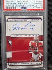 2023 National Treasures Collegiate Rookie Jaxon Smith Njigba Blue Auto/49 PSA 10