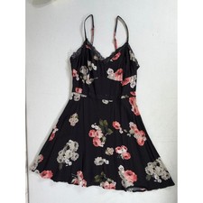 MinkPink Mini Dress XS Black Floral Lace Trim Fit & Flare Spaghetti Strap READ