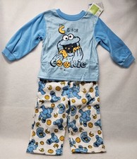 Sesame Street Cookie Monster Toddler 2-Piece Pajama Set, Size 24M-New W/Defects