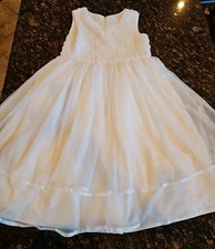 Girls Size 16 White Tulle  Rose Dress Wedding Flower Girl Party Birthday