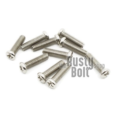 M2.6 x 10mm, Phillips Pan Head Screws, Steel, Nickel Plated