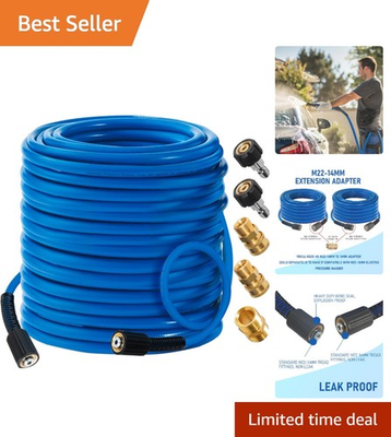 #ad Flexible 100 FT Pressure Washer Hose 3600 PSI with 5 Adapters for Versatility $84.59