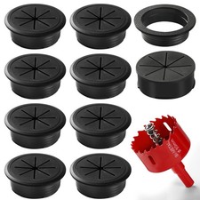 Desk Grommet 2 Inch 50 mm 8 Pieces, Desk Hole Cover for Cables Black, ABS Plas