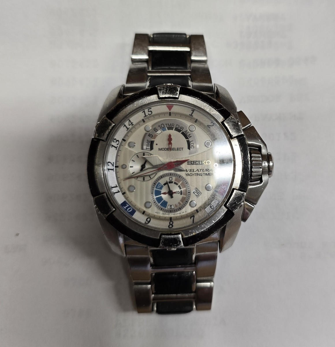 SEIKO 7T84-0AA0 VELATURA Yachting Timer ST.STEEL Used Watch Water