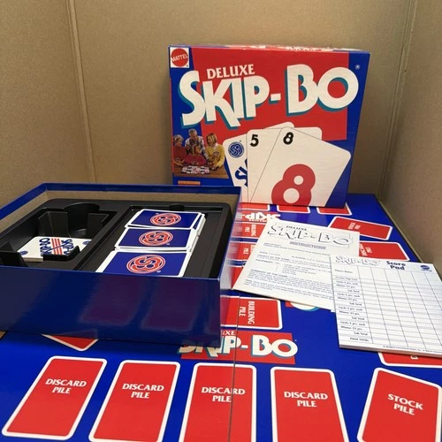 Vintage Deluxe Skip-Bo 1992 Mattel Board Game 100% Complete & in Good Condition