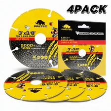 4PACK 3" Diamond Cutting Wheel for Metal, 3/8" Arbor, Angle Grinder Cut Off Disc