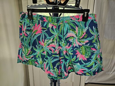 Women's Lilly Pulitzer Bennet Blue Surf Gypsea Swim Ocean View Shorts sz XL