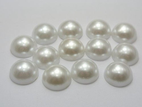 100 Pure White Half Pearl Bead 14mm Flat Back Scrapbook Cabochons Finding - Picture 5 of 6