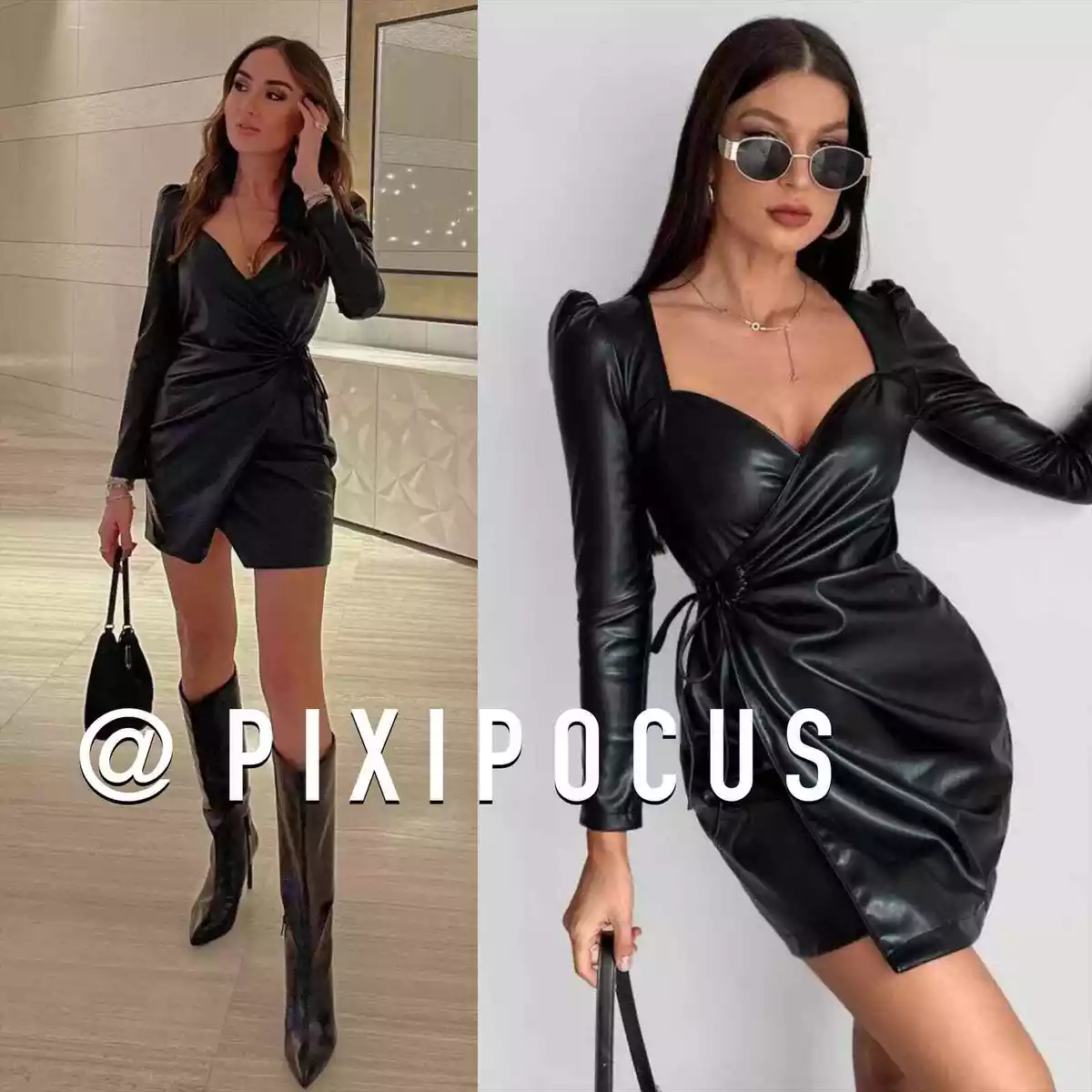 Leather wrap dress cheap