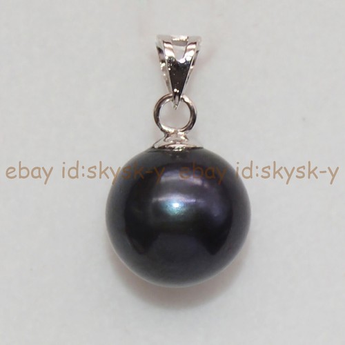 AAA Precioso Colgante Perla Redonda Negra Natural Genuina de Tahití Oro 14K - Imagen 26 de 42
