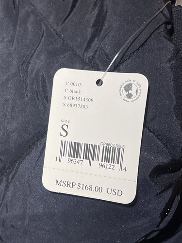 Free People Emma Puffa Puffer Quilted Shawl Collar Black Coat Jacket L $168 New - 第 4/5 張圖片