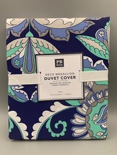 Pottery Barn Teen Dorm Deco Medallion Floral Duvet Cover Blue Twin / XL 7965A