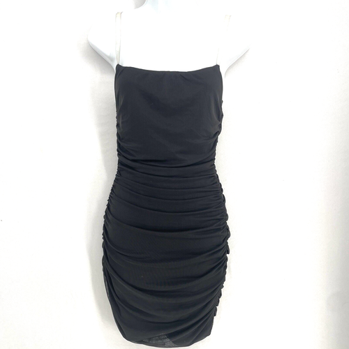 Vintage 90s Y2K Day & Night Sexy BodyCon Mini Dress Size Small Black Ruched
