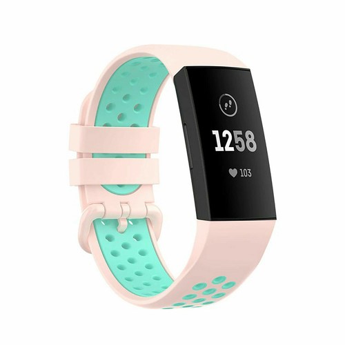 Cinturino Orologio in Silicone Traforato Due Colori per Fitbit Charge 3/4 SE Cinturino Sportivo - Foto 17 di 19