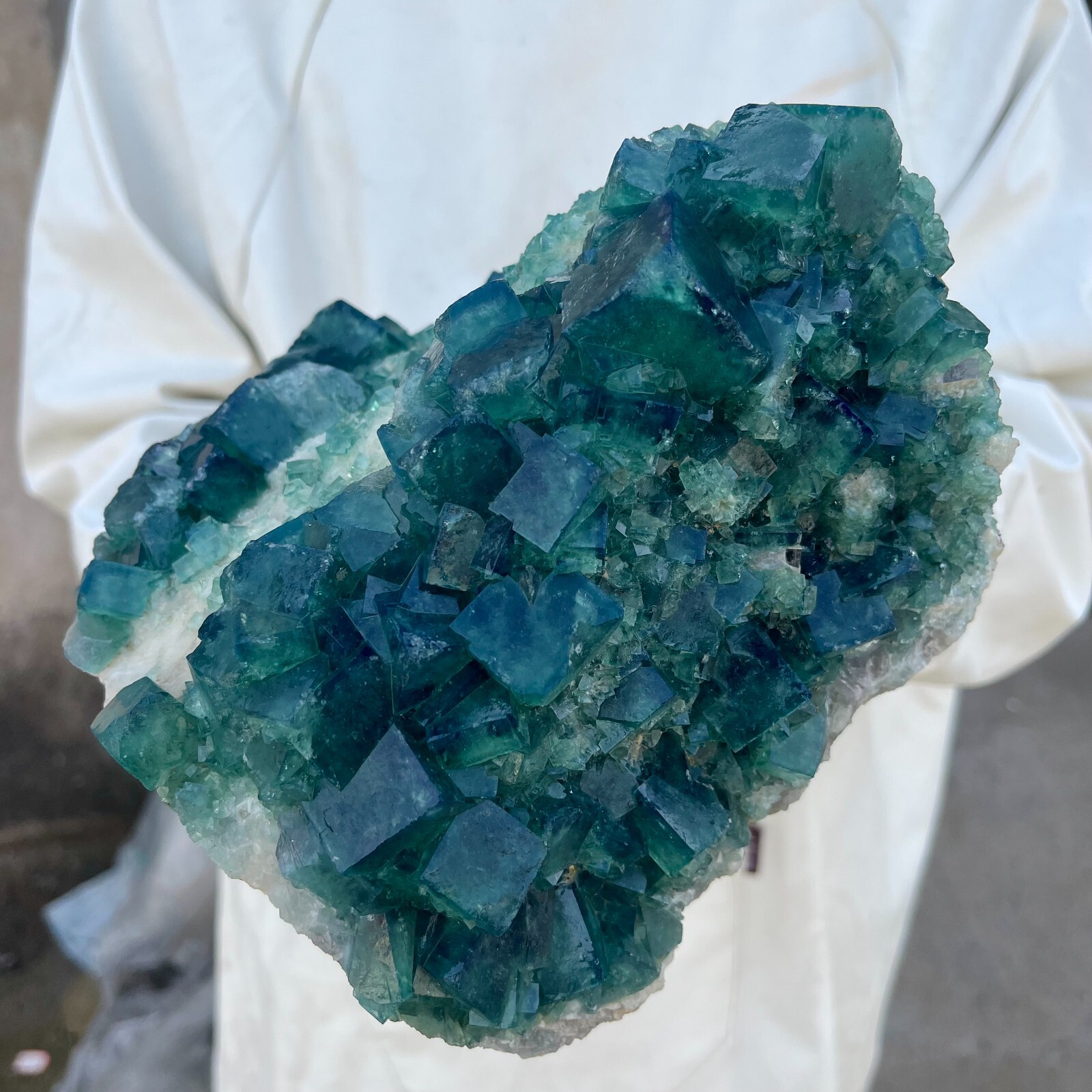 10.7LB Natural Green Fluorite Crystal Quartz Cluster Specimen for Healing