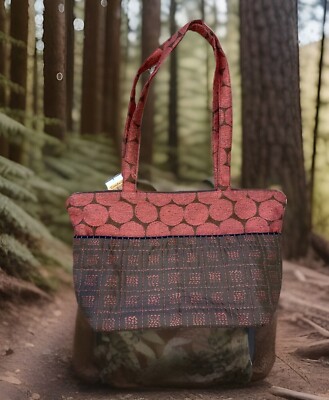 Maruca Handbag Jacquard Handmade Purse Bag Geometric Orange Double Handle  Boho