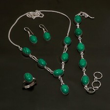 Malachite Gemstone 925 Silver Handmade Jewelry Set