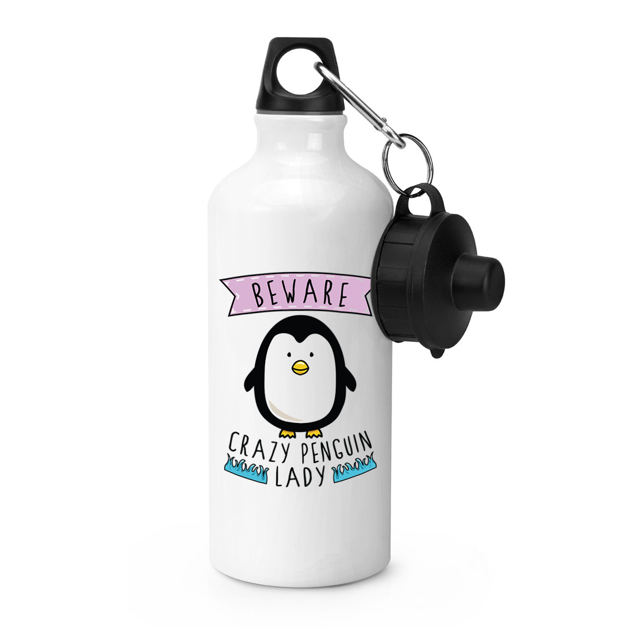 Beware Crazy Penguin Lady Sports Drinks Bottle Camping Flask - Funny Animal