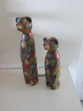 2 Wooden Beddgelert Woodcraft carved wood meerkats