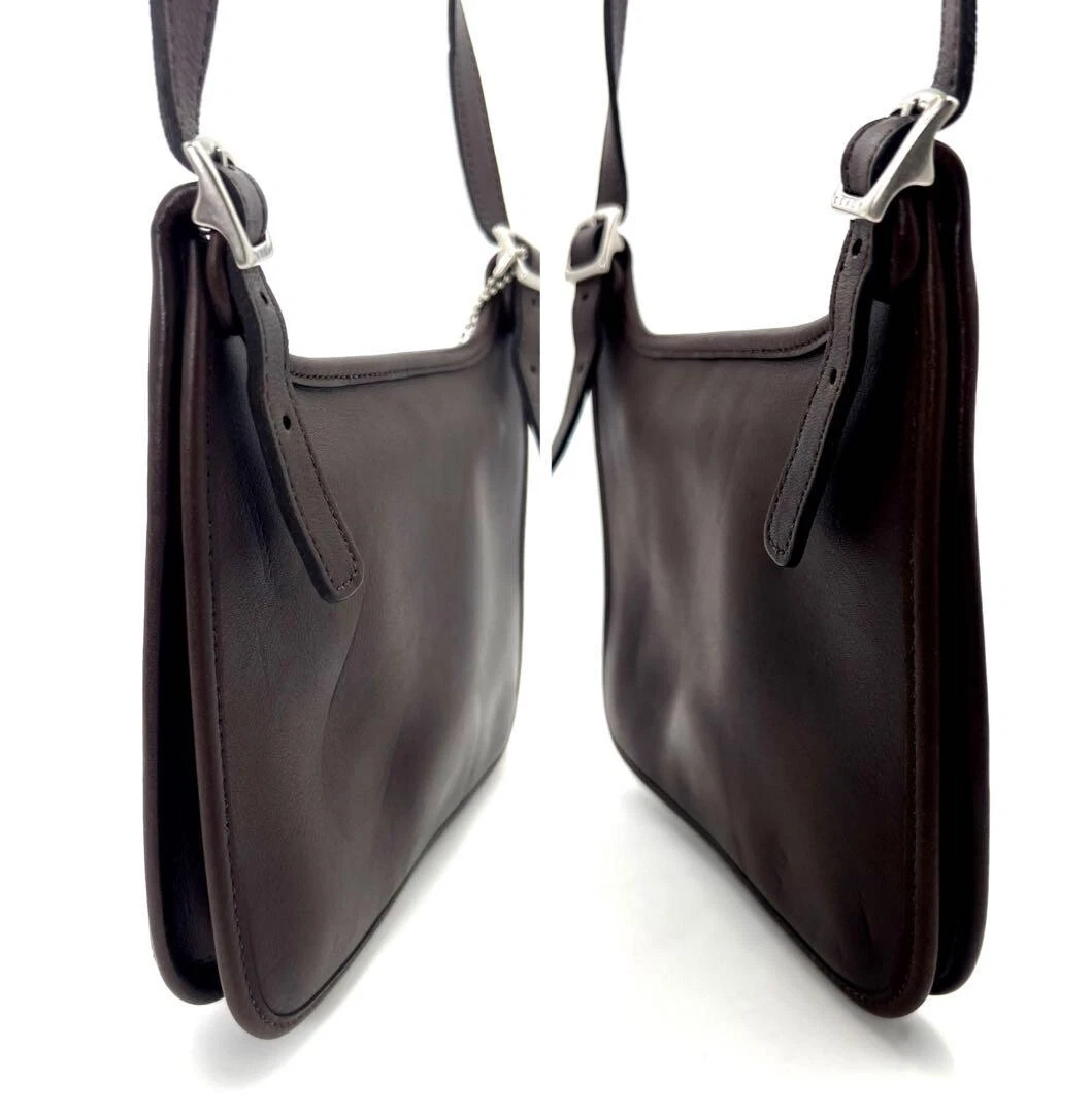 Vecchia borsa a tracolla Coach borsa a tracolla pelle marrone scuro 9142 usata originale #0988