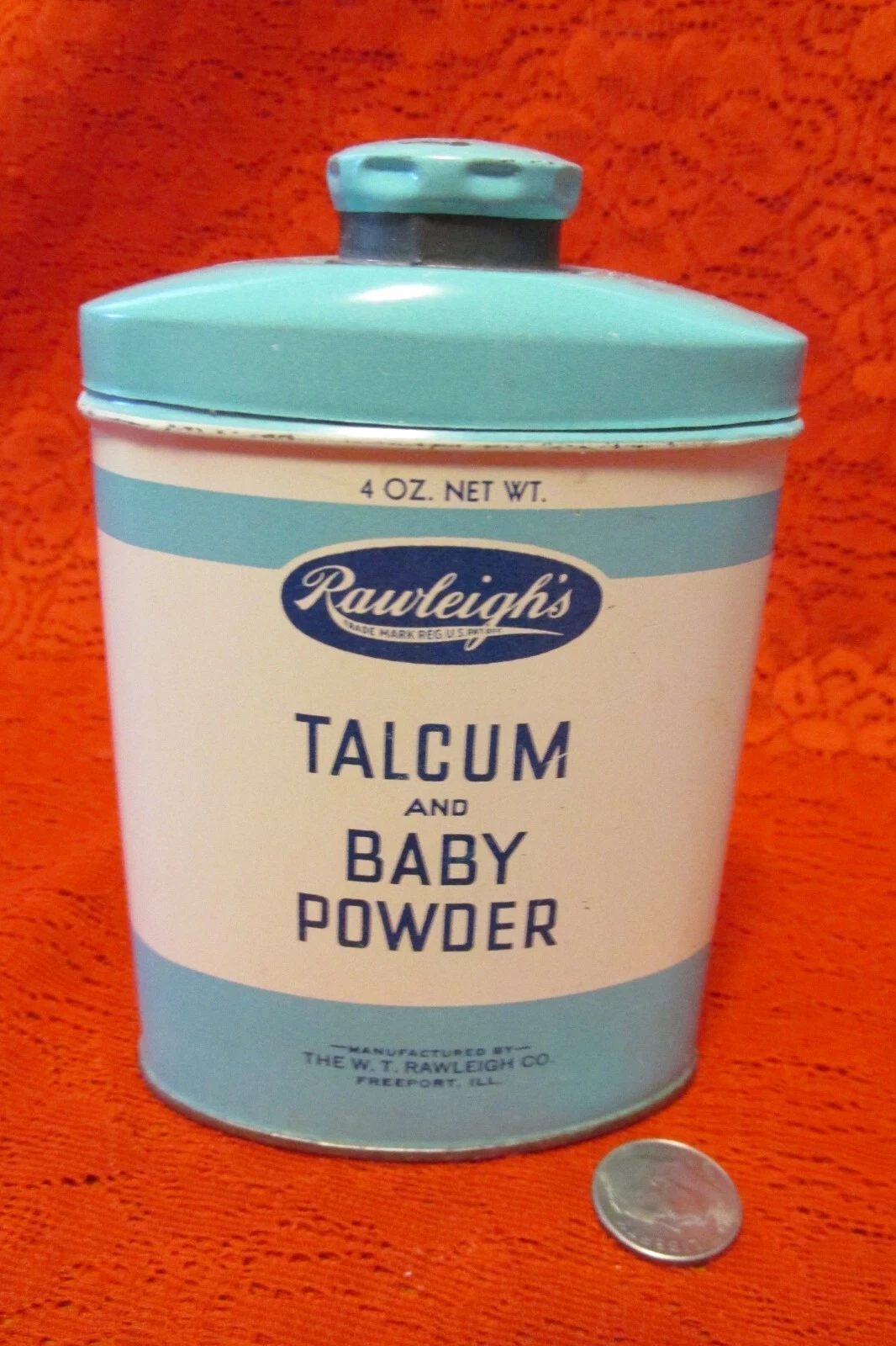Vintage Rawleigh's Talcum & Baby Powder Tin feels full, 4oz.