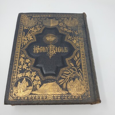 Antique 1900 Pictorial Family Bible with family records | eBay