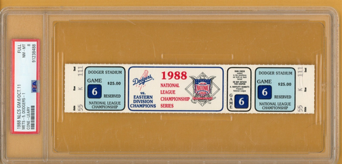 1988 NLCS Game 6 David Cone 1st PS Win Dodgers Mets Full Ticket PSA 8 Pop 1/1