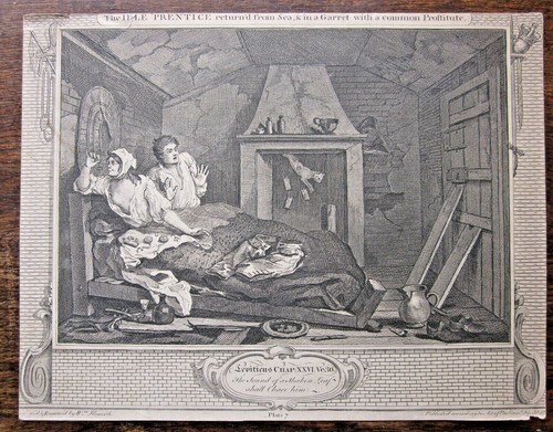 1806 5 x Grabados Hogarth Industrious Idle 'Prentice Cook Ed. Antiguo - Imagen 3 de 12