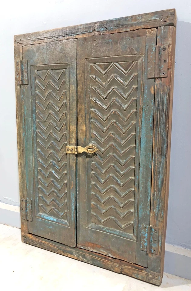 Antique Wooden Wall Décor Window Panel Frame Original Old Hand Crafted Rustic Pa - Image 2 of 4