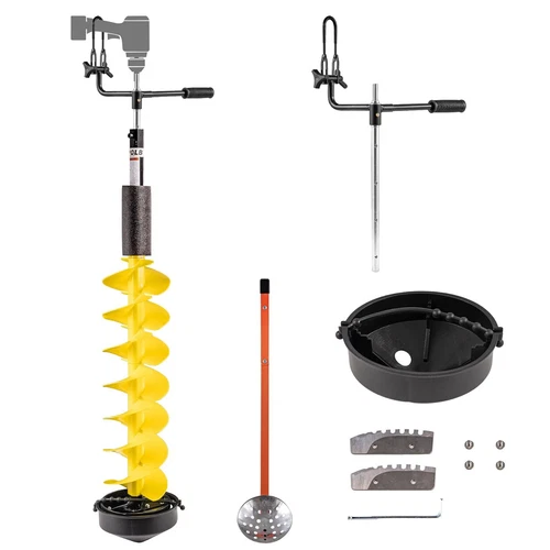 Ice Drill Auger Bit, 8" Diameter Ice Fishing Auger 40" Length w/ 18'' Extension