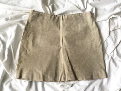 Topshop Beige Oatmeal Real Suede Mini Skirt Sz 10 UK