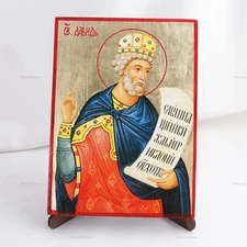 HOLY PROPHET KING DAVID Orthodox Wood Icon Икона Святой Давид 6.7x9"