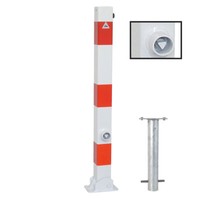 Absperrpfosten Klappbar 70 X 70 Mm Stahlrohr Weiß Rot Dreikant Zum Einbetonieren