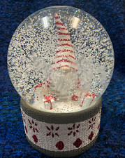 Christmas Gnome Holiday Music Box Snow Globe Plays Cheerful Christmas Song