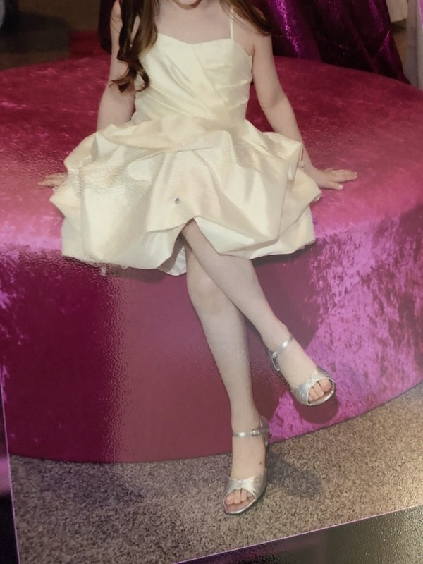 CW Designs Ivory Silk Spaghetti Strap Gown Jeweled Embellishments - Size 8 Girls