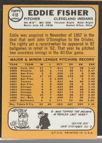 1968 Topps Baseball Cards Scegli una carta a scelta 295-660 EX X-MT 1/25 Set Break - Foto 225 di 490