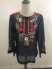 Handmade Vintage Embroidered Tunic Top Size 10