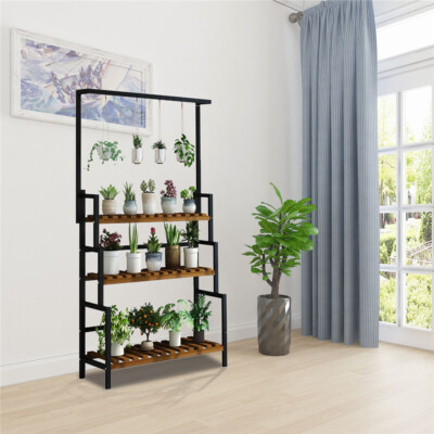Metal Plant Stand 3-Tier Rack Flower Pot Shelf Garden Indoor Outdoor Display USA