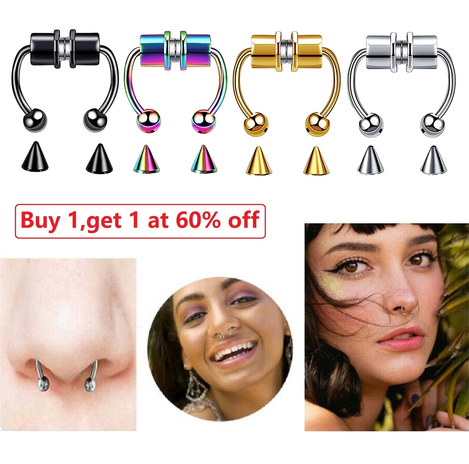 Spunky Addons Septum Nose Ring Horseshoe Fake Nose Ring Hoop