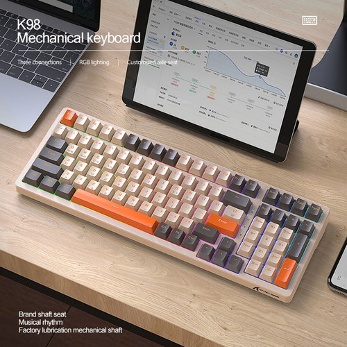 RGB Backlight Wired Keypad Full Key Gamer Keypad USB K98 for Computer Laptop PC - Picture 2 of 15