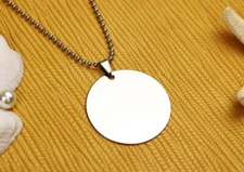 Personalized Men Women Name Necklace Pendant Name Engrave Discs Monogram Pendant