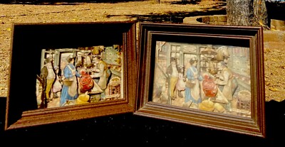 2) Anton Pieck BOOK Paper MAP STORE Diorama 3D Glass Shadow Box s 1970