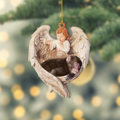 Monkey Sleeping Angel Car Ornament, Monkey Angel Wings Christmas Ornament Gift