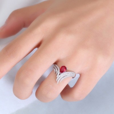 Para Angel Wings Ruby Ring Con Anillo En Forma De Angelito Para Angel Wings Ruby Ring Con Anillo En Forma De Angelito