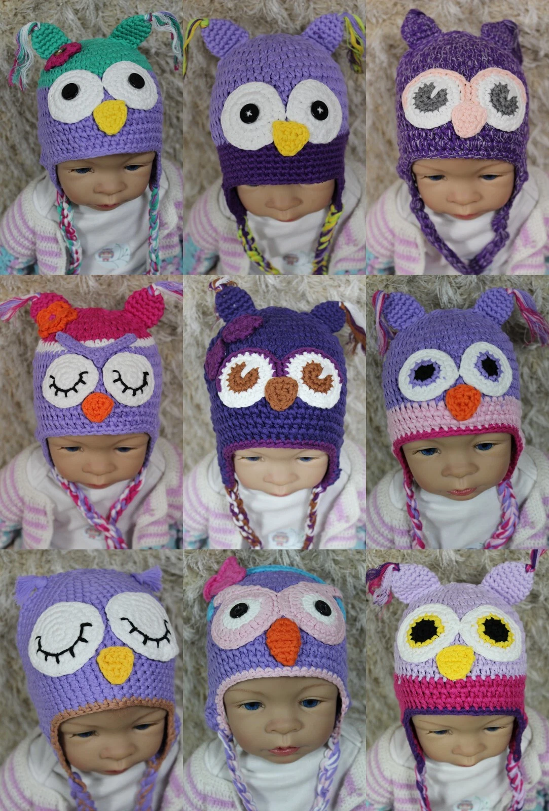 New Wholesale Lot 50 Knit Cotton Newborn Baby Child Owl Hat Photo Prop Hats