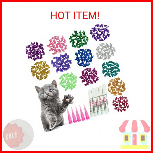 100pcs Cat Nail Caps Glitter Cat Claw Covers Kitten Nail Caps Pet Tips