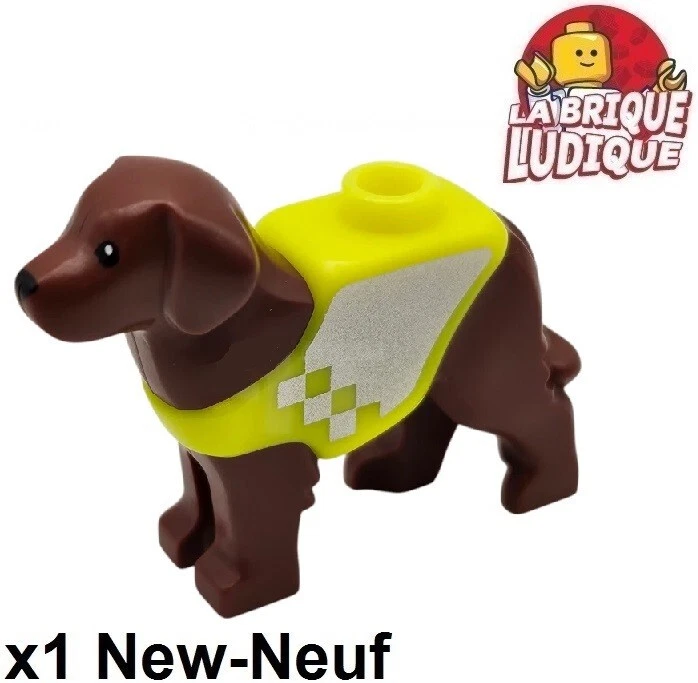 Lego 1x Tier Hund Dog Rescue Rettung Labrador Gelbe Weste Kariert 105143pb03 - Bild 1 von 1