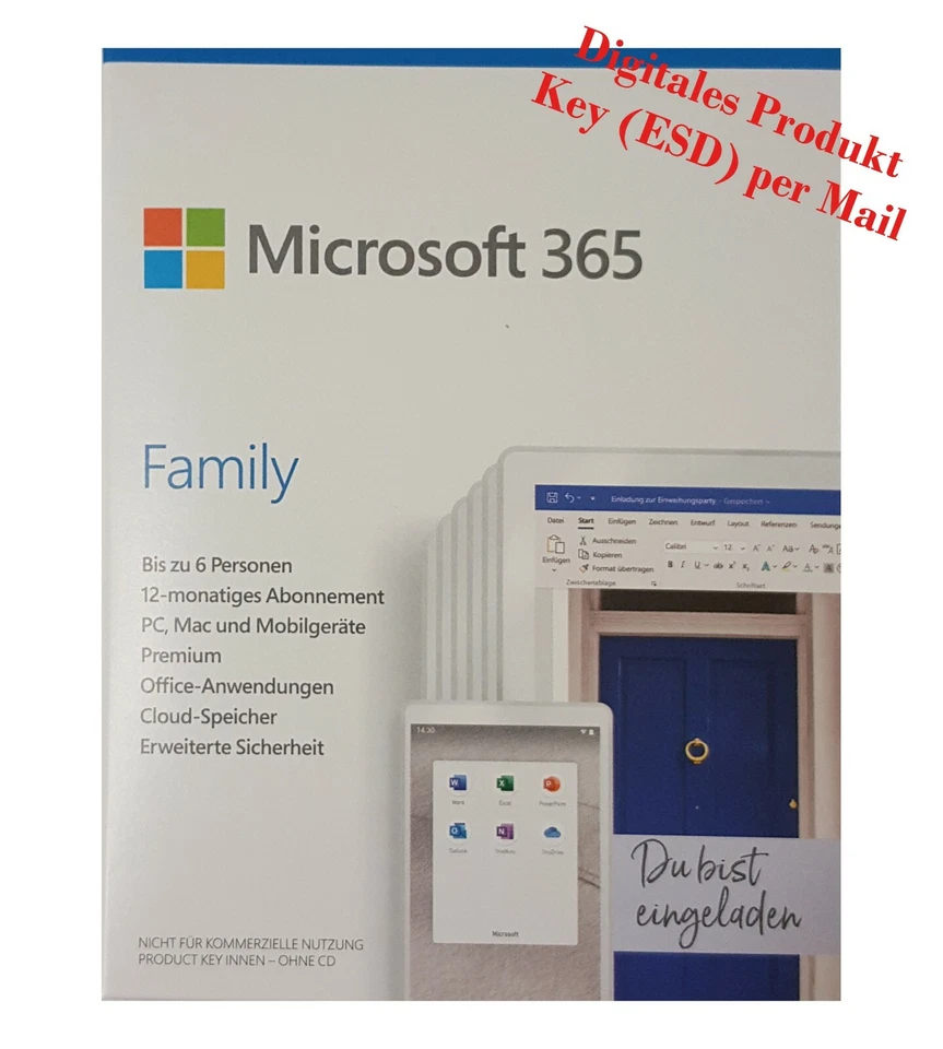 Microsoft 365 Family Office 365 | 6Nutzer | Mehrere PC / Mac | ESD | 1 Jahr - Bild 2 von 4
